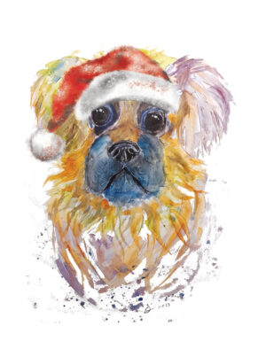 A4 Christmas Pekingese Art Print