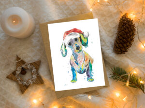 Dachshund Christmas card