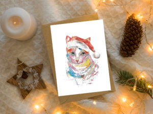 Lulu the cat christmas card