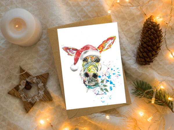 winking donkey christmas card