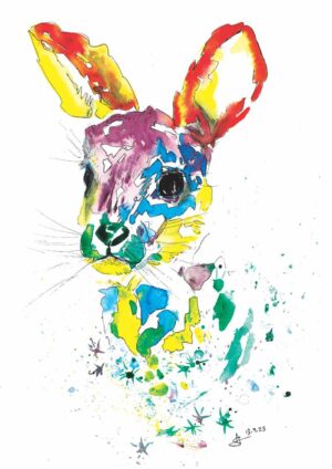 Bright Hare A3 Watercolour Print