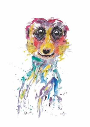 Original Meerkat with Makeup A3 Watercolour