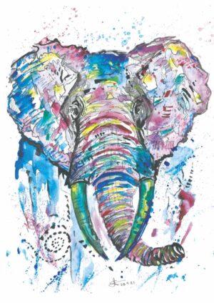 Original Dad's Elephant A3 Watercolour