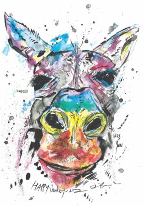 Original Happy Donkey A3 Watercolour