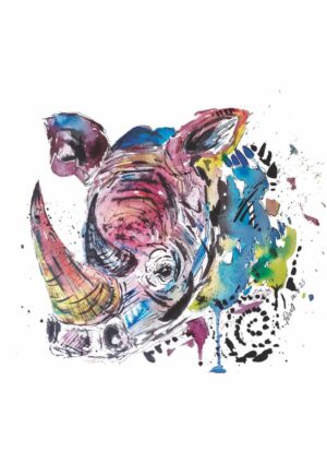 Rhino A3 Watercolour Print