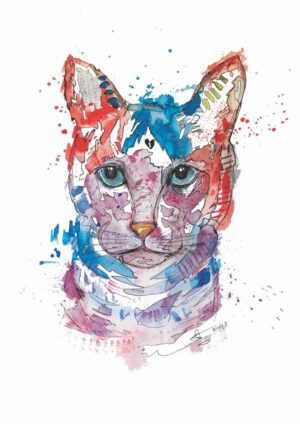 Robo Cat A3 Watercolour Print