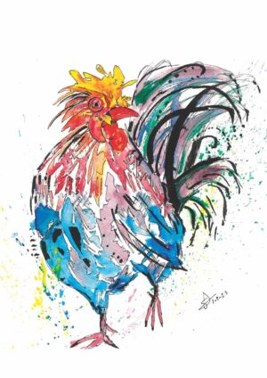 Original Rooster A4 Watercolour Art