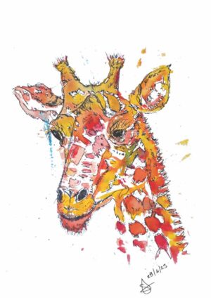 Original Sad Giraffe A4 Watercolour