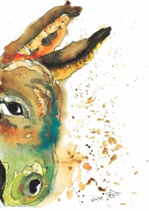 Original Sideways Donkey A4 Watercolour