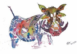 Warthog A4 Watercolour Print