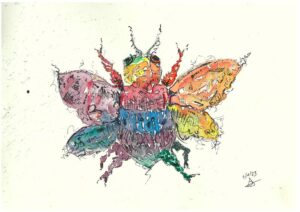Original Rainbow Bee A4 Watercolour